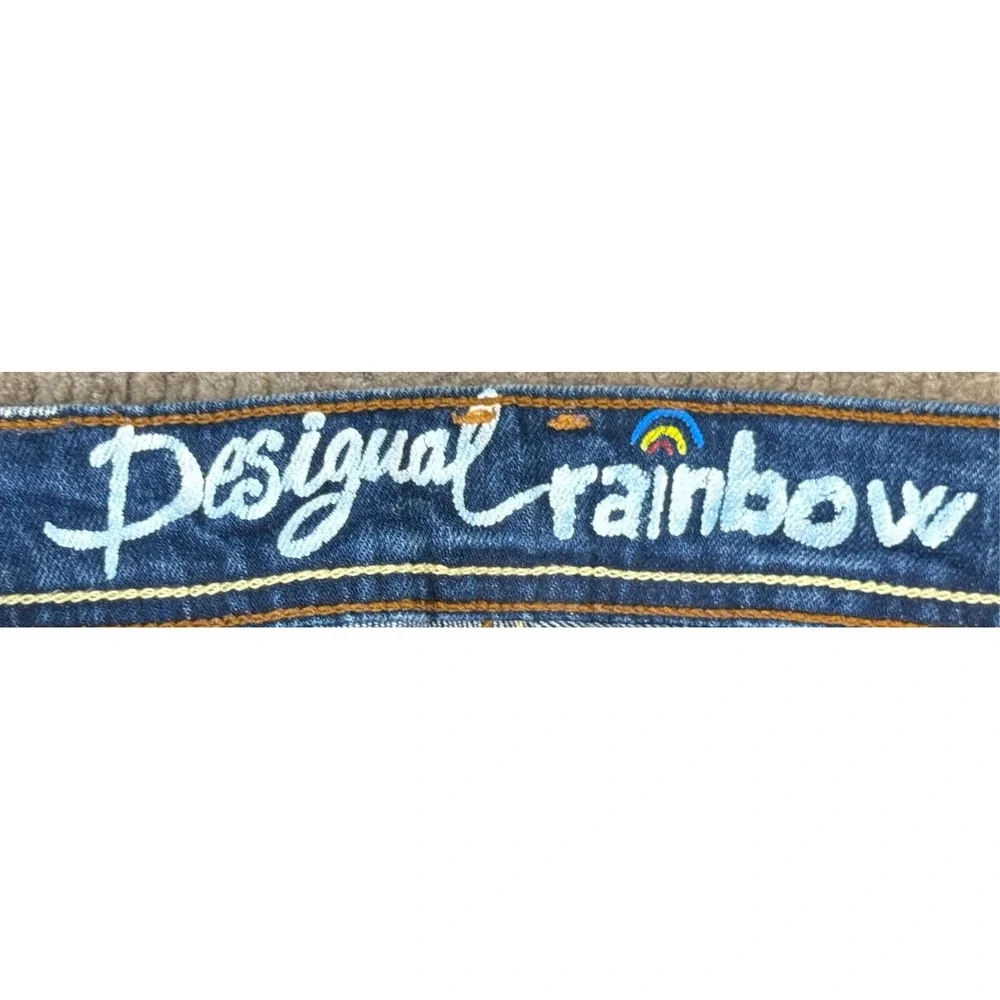 Desigual Rainbow The Pun Slim Pit Women‎ Jeans Size 28 (Actual 28x32)